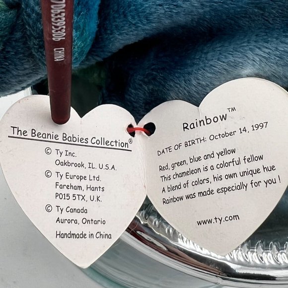HTF RARE Ty Beanie Baby Rainbow Chameleon MINT 1997 w/ PE pellets & tag error - Picture 8 of 12
